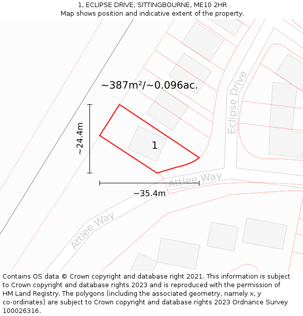 1, ECLIPSE DRIVE, SITTINGBOURNE, ME10 2HR: Plot and title map