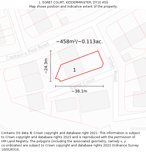 1, EGRET COURT, KIDDERMINSTER, DY10 4SS: Plot and title map