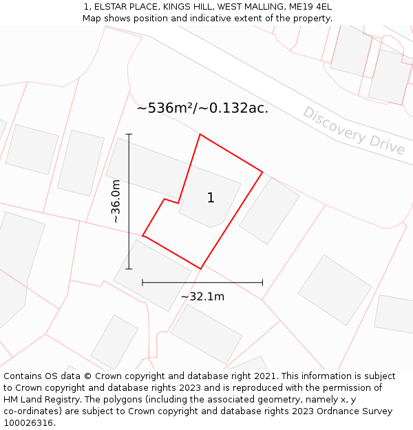 1, ELSTAR PLACE, KINGS HILL, WEST MALLING, ME19 4EL: Plot and title map