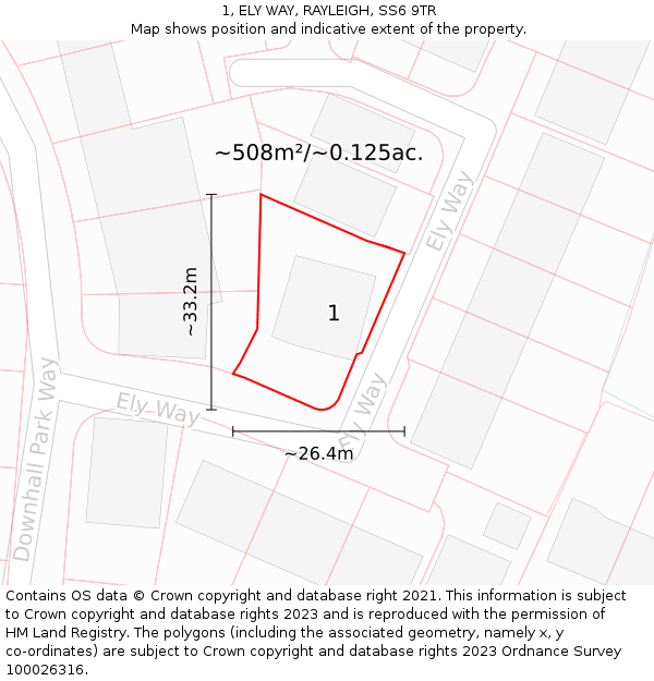 1, ELY WAY, RAYLEIGH, SS6 9TR: Plot and title map