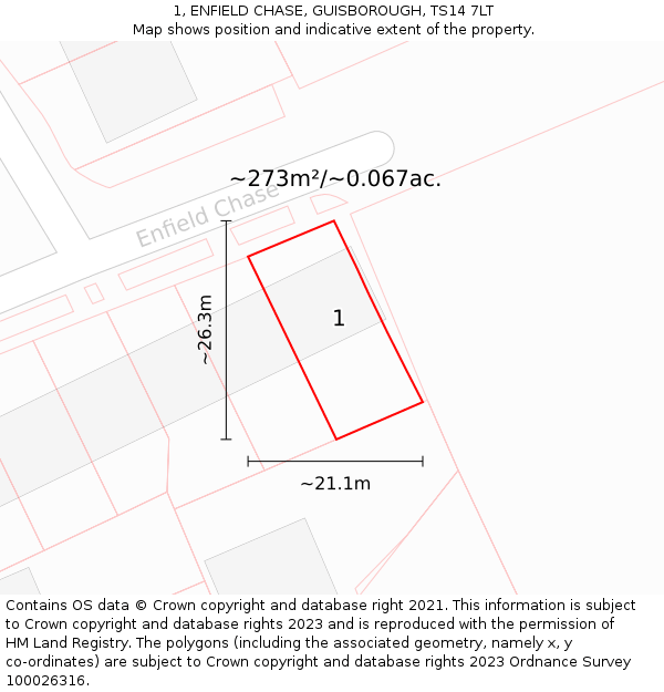 1, ENFIELD CHASE, GUISBOROUGH, TS14 7LT: Plot and title map