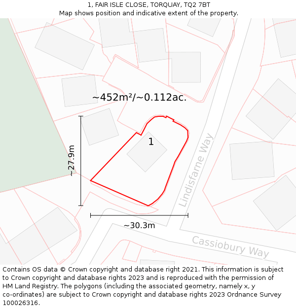 1, FAIR ISLE CLOSE, TORQUAY, TQ2 7BT: Plot and title map