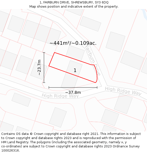 1, FAIRBURN DRIVE, SHREWSBURY, SY3 6DQ: Plot and title map