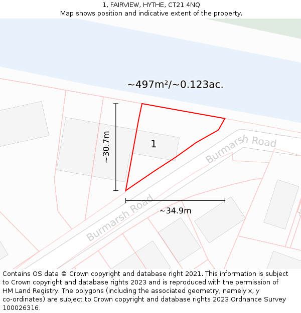 1, FAIRVIEW, HYTHE, CT21 4NQ: Plot and title map