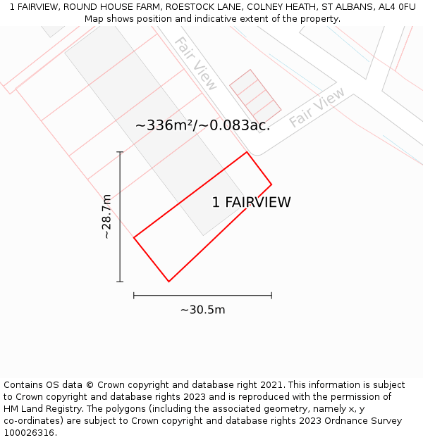 1 FAIRVIEW, ROUND HOUSE FARM, ROESTOCK LANE, COLNEY HEATH, ST ALBANS, AL4 0FU: Plot and title map