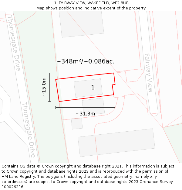 1, FAIRWAY VIEW, WAKEFIELD, WF2 8UR: Plot and title map