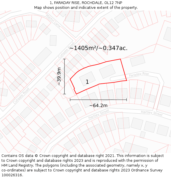 1, FARADAY RISE, ROCHDALE, OL12 7NP: Plot and title map