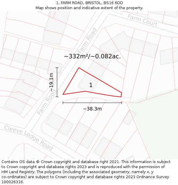 1, FARM ROAD, BRISTOL, BS16 6DD: Plot and title map