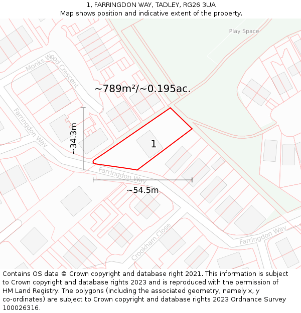 1, FARRINGDON WAY, TADLEY, RG26 3UA: Plot and title map