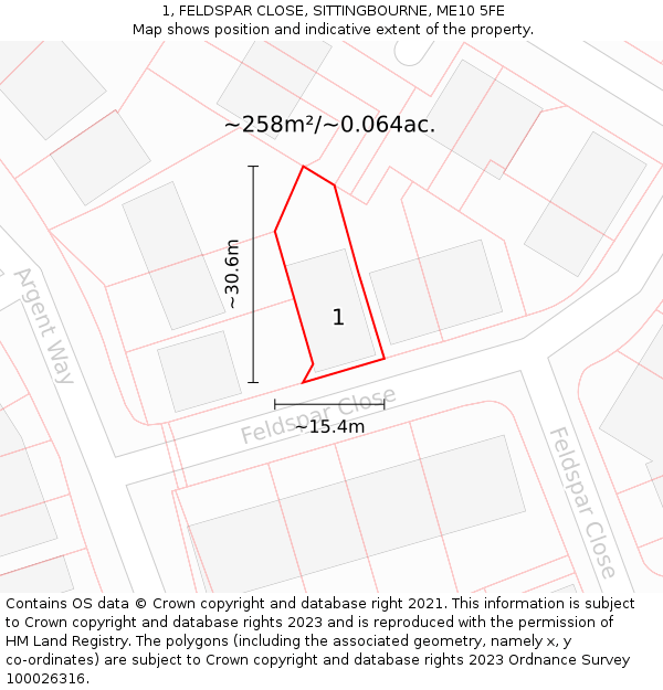 1, FELDSPAR CLOSE, SITTINGBOURNE, ME10 5FE: Plot and title map