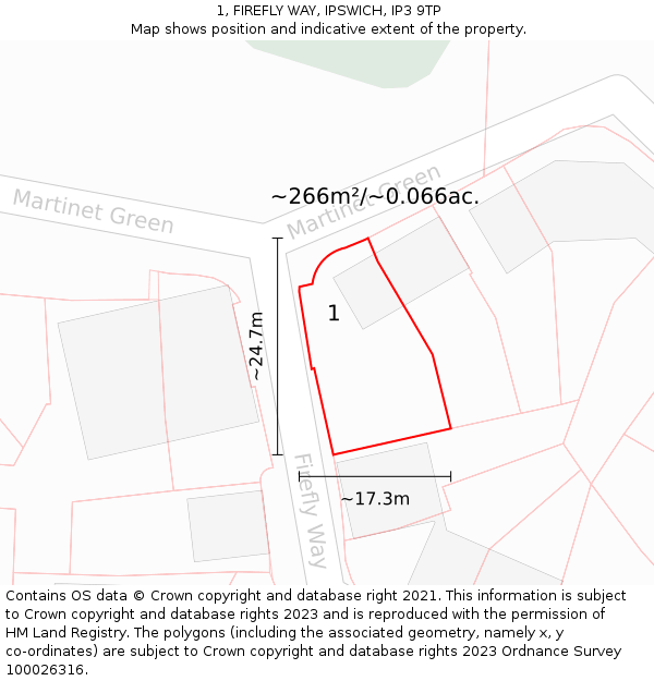 1, FIREFLY WAY, IPSWICH, IP3 9TP: Plot and title map