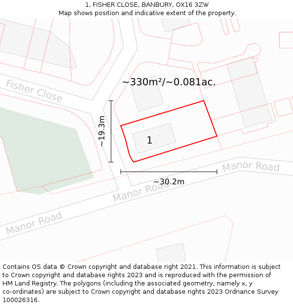 1, FISHER CLOSE, BANBURY, OX16 3ZW: Plot and title map