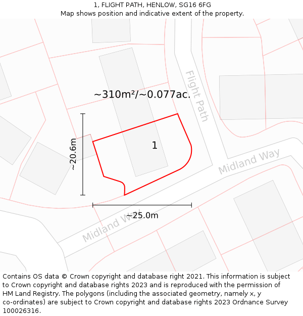 1, FLIGHT PATH, HENLOW, SG16 6FG: Plot and title map