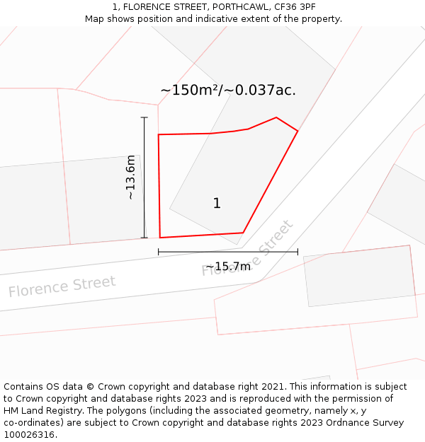 1, FLORENCE STREET, PORTHCAWL, CF36 3PF: Plot and title map