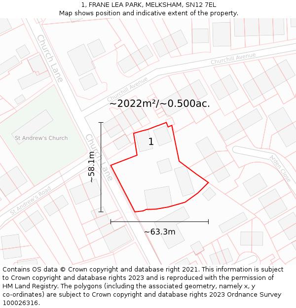 1, FRANE LEA PARK, MELKSHAM, SN12 7EL: Plot and title map