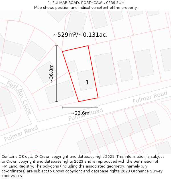 1, FULMAR ROAD, PORTHCAWL, CF36 3UH: Plot and title map