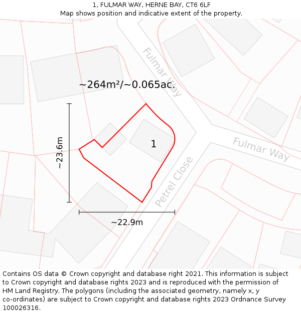 1, FULMAR WAY, HERNE BAY, CT6 6LF: Plot and title map