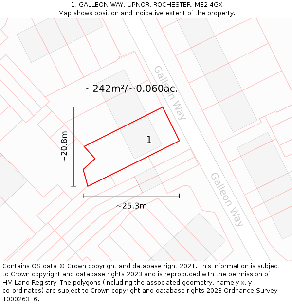 1, GALLEON WAY, UPNOR, ROCHESTER, ME2 4GX: Plot and title map