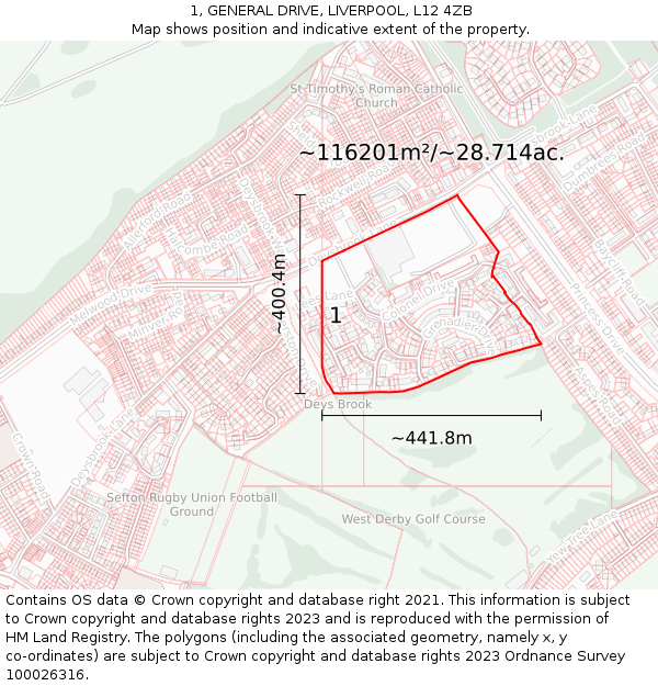 1, GENERAL DRIVE, LIVERPOOL, L12 4ZB: Plot and title map