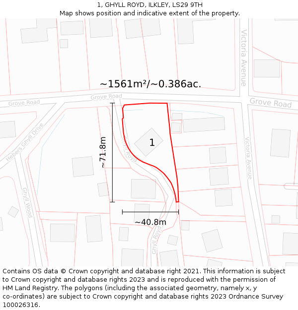 1, GHYLL ROYD, ILKLEY, LS29 9TH: Plot and title map