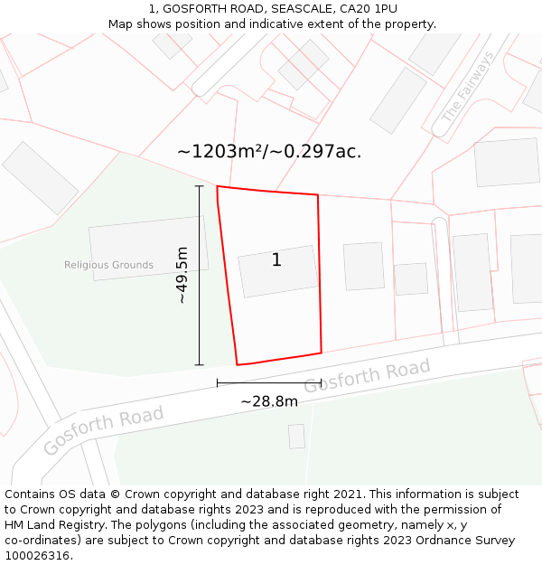 1, GOSFORTH ROAD, SEASCALE, CA20 1PU: Plot and title map