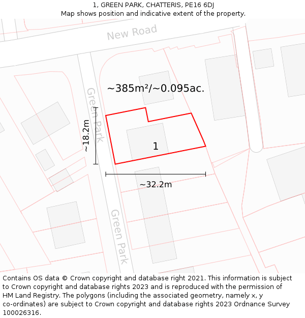 1, GREEN PARK, CHATTERIS, PE16 6DJ: Plot and title map