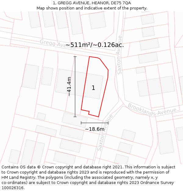1, GREGG AVENUE, HEANOR, DE75 7QA: Plot and title map