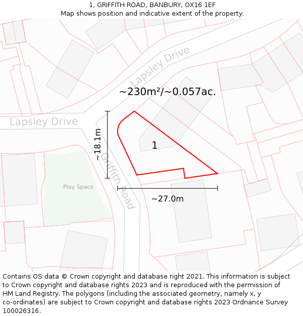 1, GRIFFITH ROAD, BANBURY, OX16 1EF: Plot and title map