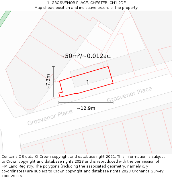 1, GROSVENOR PLACE, CHESTER, CH1 2DE: Plot and title map