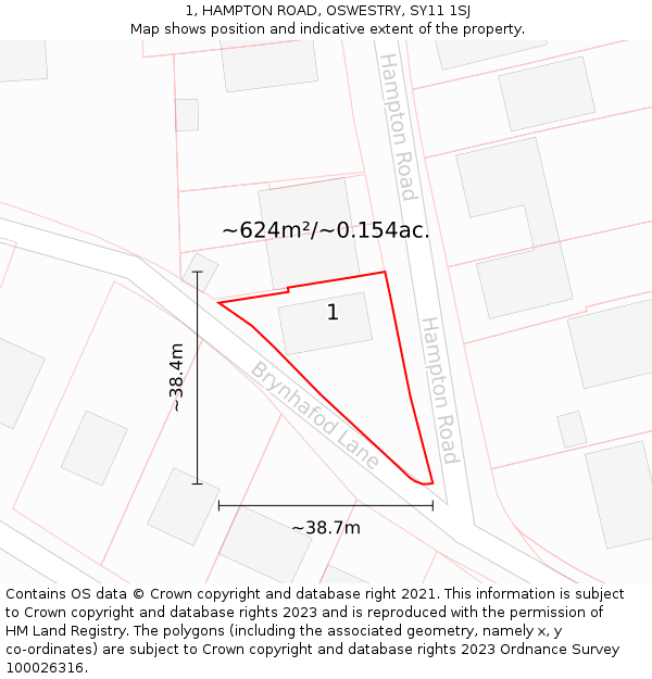 1, HAMPTON ROAD, OSWESTRY, SY11 1SJ: Plot and title map