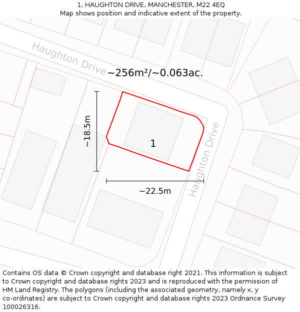 1, HAUGHTON DRIVE, MANCHESTER, M22 4EQ: Plot and title map