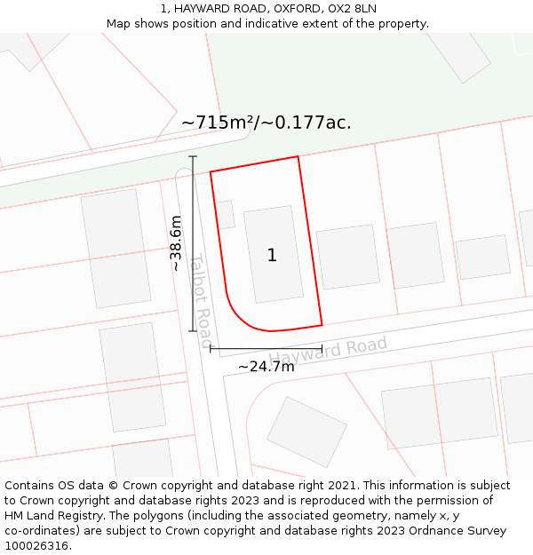 1, HAYWARD ROAD, OXFORD, OX2 8LN: Plot and title map