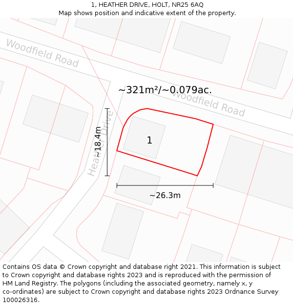 1, HEATHER DRIVE, HOLT, NR25 6AQ: Plot and title map