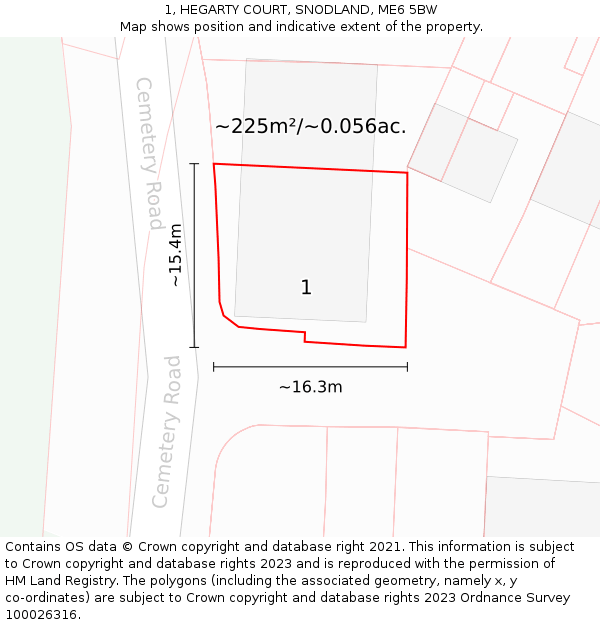 1, HEGARTY COURT, SNODLAND, ME6 5BW: Plot and title map
