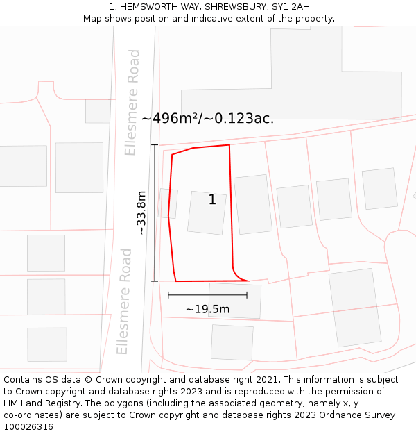 1, HEMSWORTH WAY, SHREWSBURY, SY1 2AH: Plot and title map