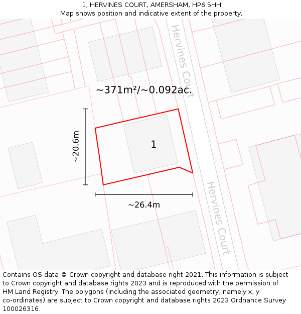 1, HERVINES COURT, AMERSHAM, HP6 5HH: Plot and title map