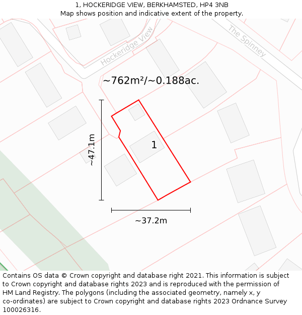 1, HOCKERIDGE VIEW, BERKHAMSTED, HP4 3NB: Plot and title map