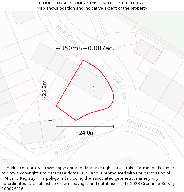 1, HOLT CLOSE, STONEY STANTON, LEICESTER, LE9 4GP: Plot and title map