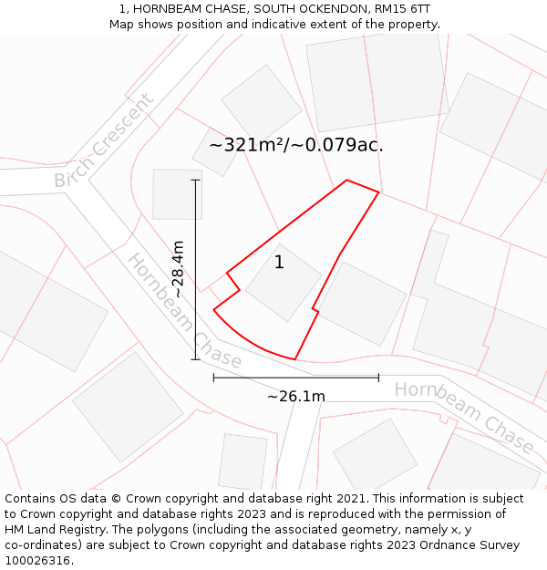 1, HORNBEAM CHASE, SOUTH OCKENDON, RM15 6TT: Plot and title map