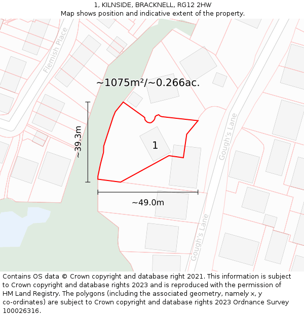 1, KILNSIDE, BRACKNELL, RG12 2HW: Plot and title map