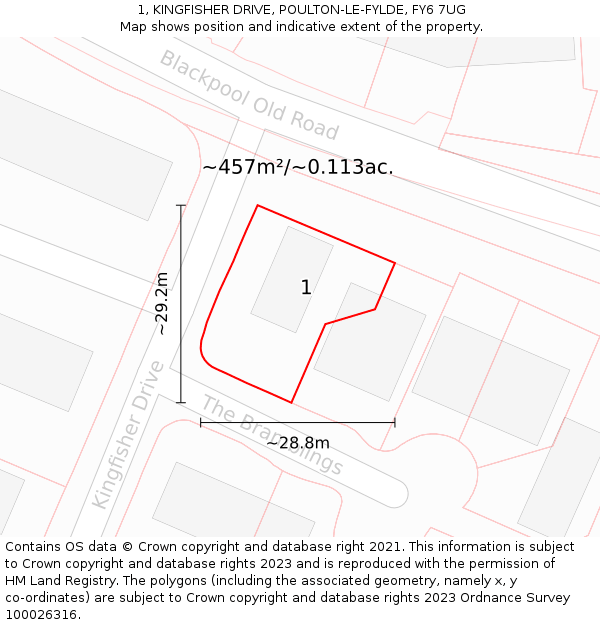 1, KINGFISHER DRIVE, POULTON-LE-FYLDE, FY6 7UG: Plot and title map