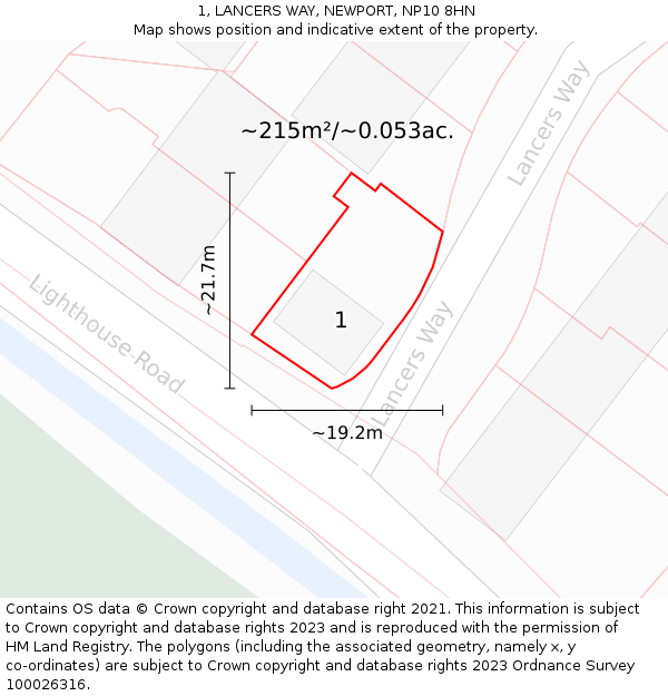 1, LANCERS WAY, NEWPORT, NP10 8HN: Plot and title map