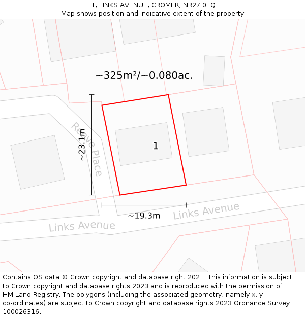 1, LINKS AVENUE, CROMER, NR27 0EQ: Plot and title map