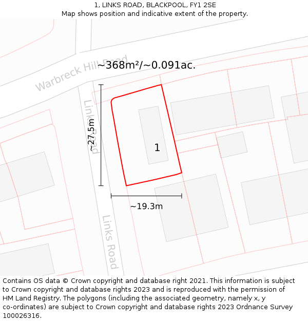 1, LINKS ROAD, BLACKPOOL, FY1 2SE: Plot and title map