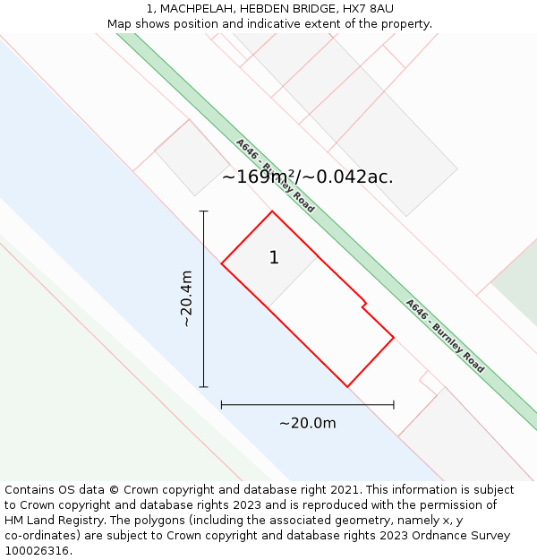 1, MACHPELAH, HEBDEN BRIDGE, HX7 8AU: Plot and title map