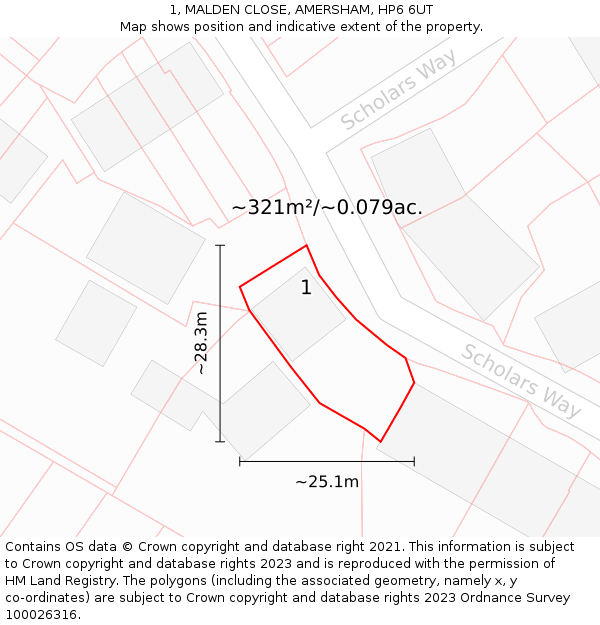 1, MALDEN CLOSE, AMERSHAM, HP6 6UT: Plot and title map