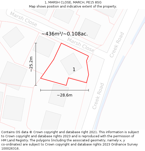 1, MARSH CLOSE, MARCH, PE15 8SG: Plot and title map