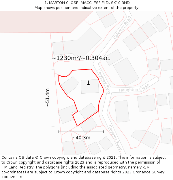 1, MARTON CLOSE, MACCLESFIELD, SK10 3ND: Plot and title map