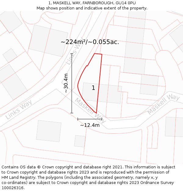 1, MASKELL WAY, FARNBOROUGH, GU14 0PU: Plot and title map