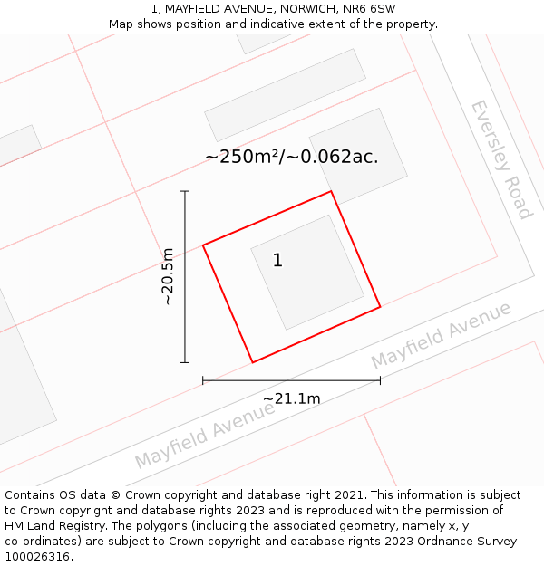1, MAYFIELD AVENUE, NORWICH, NR6 6SW: Plot and title map